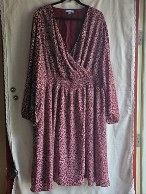 DRAPER JAMES BURGUNDY FLORAL DRESS 3X NWT